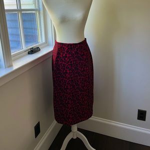 Banana Republic red leopard print pencil skirt